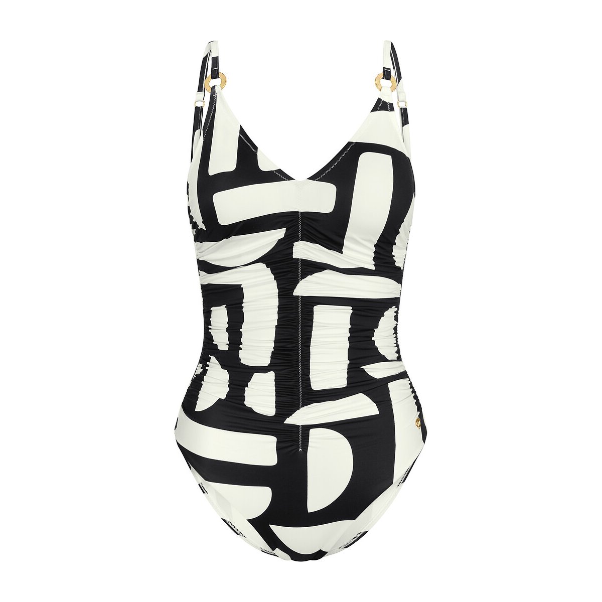 Maillot 1 pièce plissé Summer Allure noir/blanc, TRIUMPH