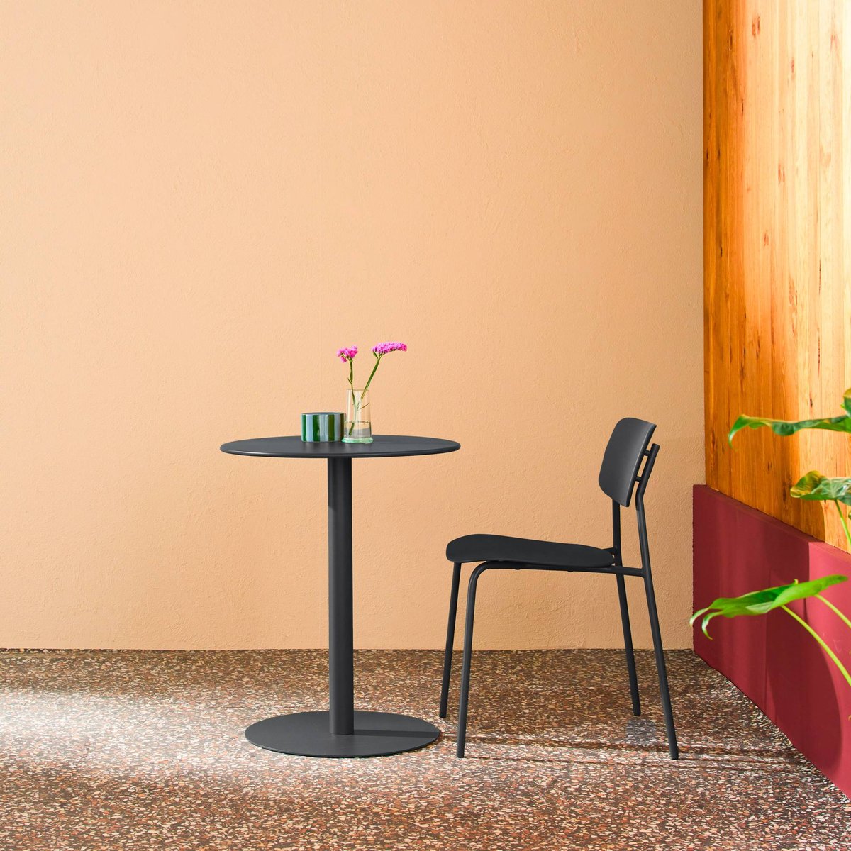 Table de jardin bistrot ronde acier 2 places intérieur/extérieur OREA anthracite, SWEEEK