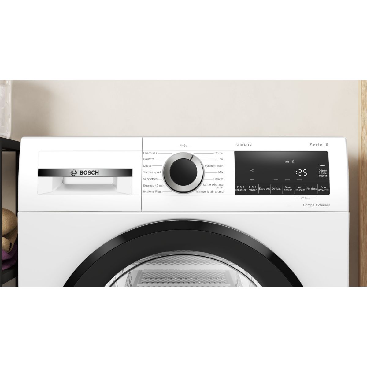 Sèche linge pompe à chaleur WQG1450BFR couleur unique, BOSCH
