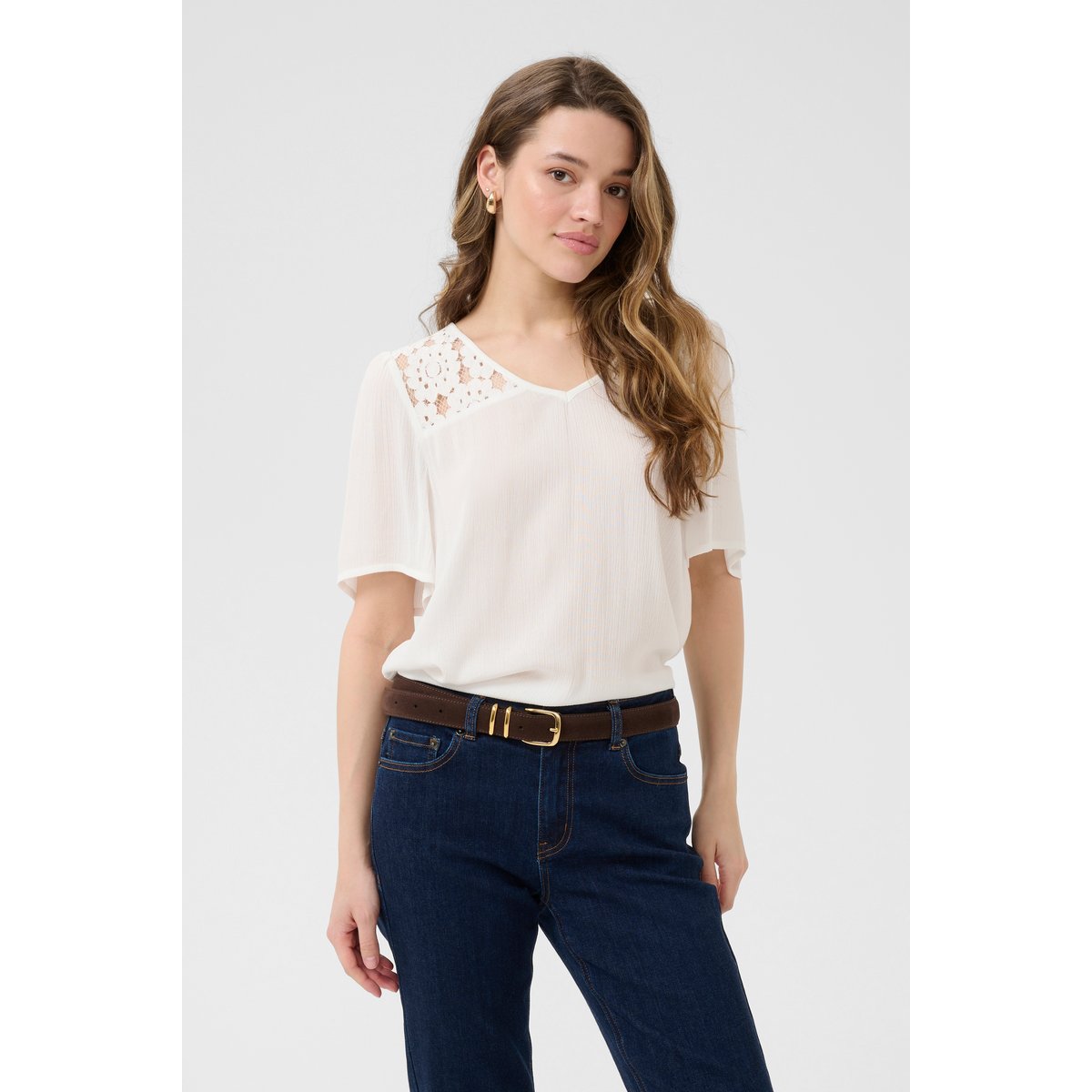Blouse à manches courtes blanc chalk, KAFFE