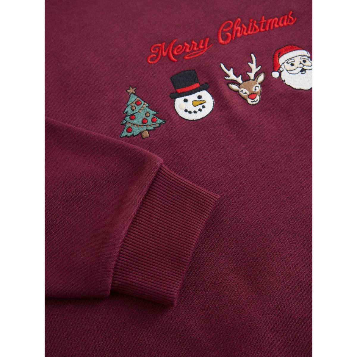Sweat de noël à col ras du cou broderie rouge bordeaux, NEXT