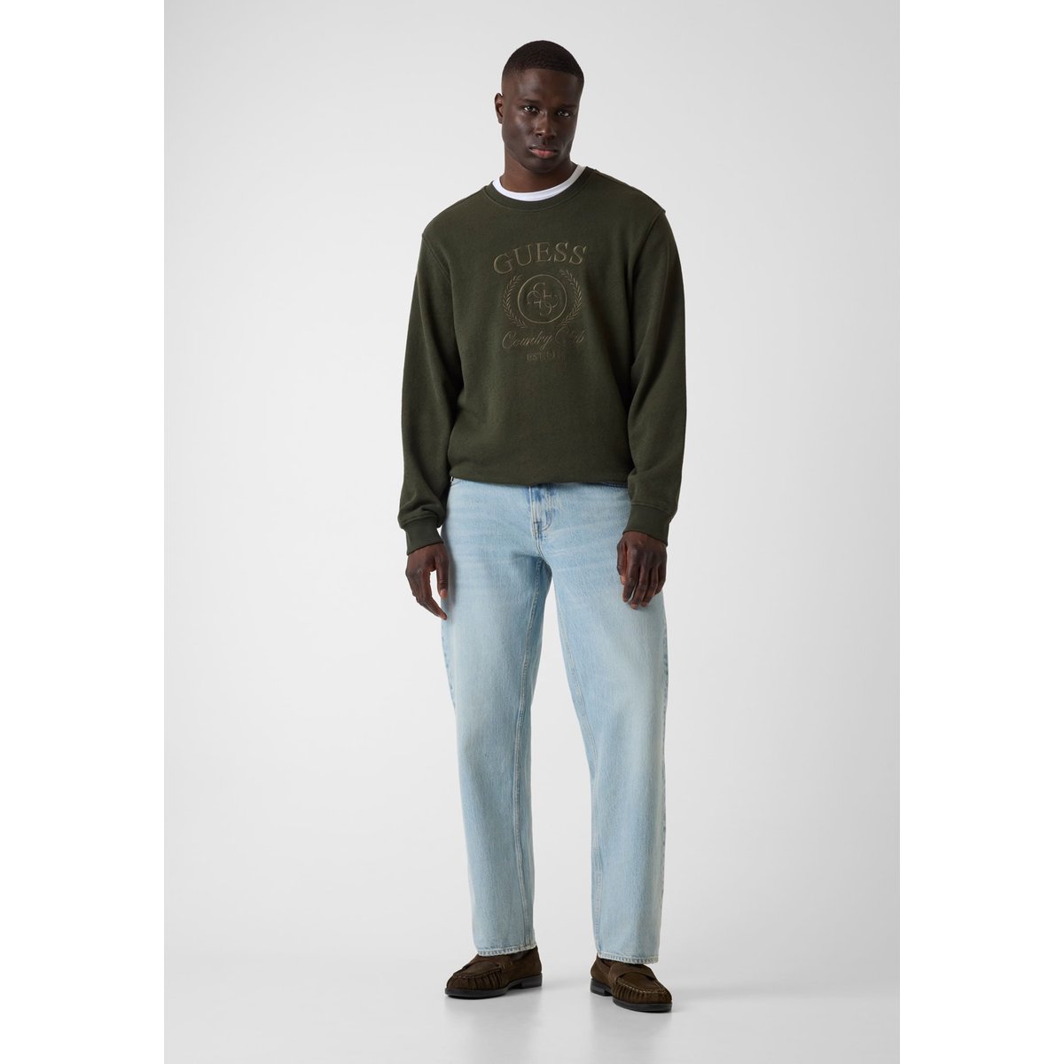 Sweatshirt Avec Logo Brodé vert foncé, GUESS