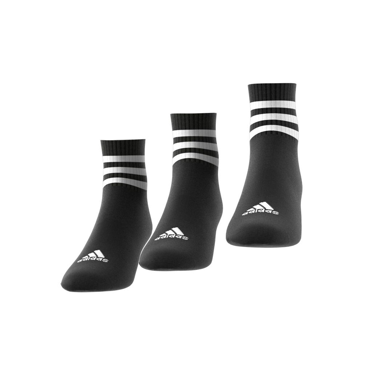 Set van 3 halfhoge sokken, gemoltonneerd zwart+zwart+zwart, adidas Performance