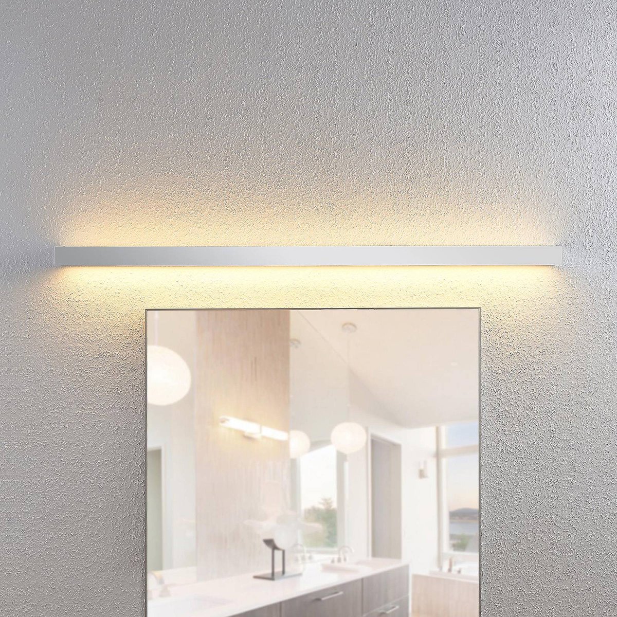 Applique en métal moderneLED, Layan chrome, blanc, LINDBY