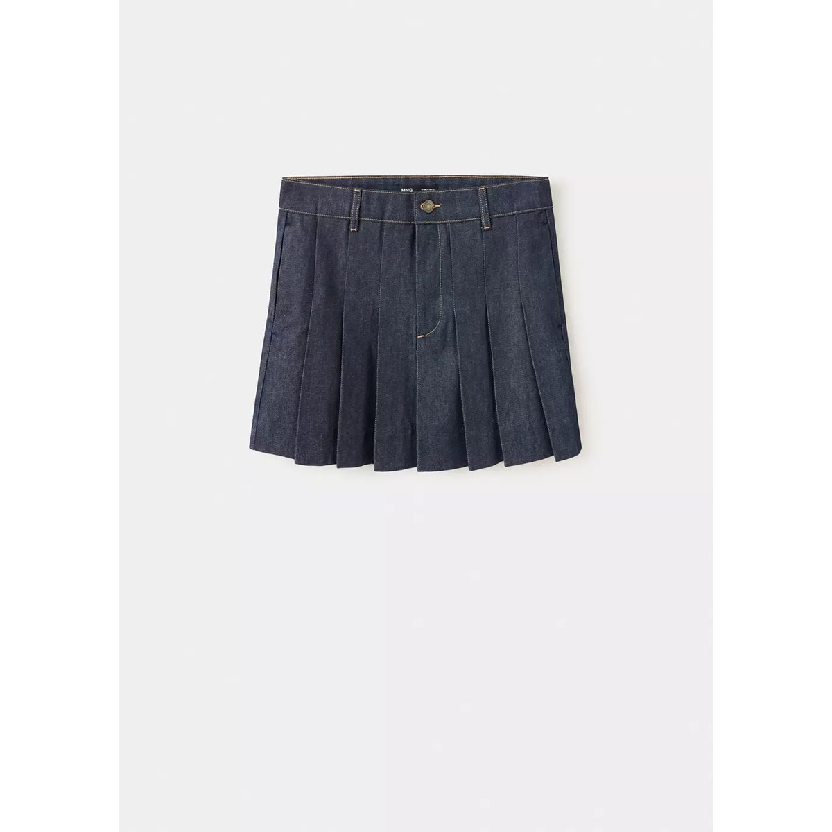 Jupe plissée denim bleu, MANGO