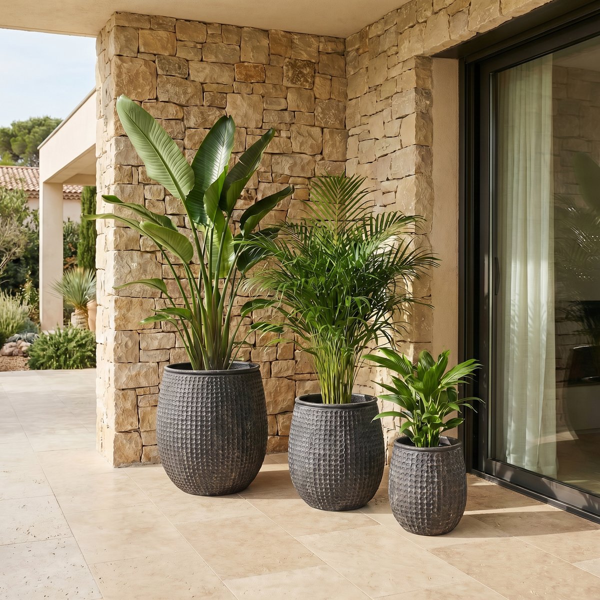 Cache-pot décoratif en ciment H50 ZEN marron, SIA DECO
