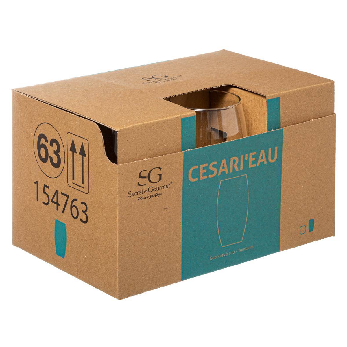 Lot de 6 verres hauts en verre CESARI'EAU transparent, SECRET DE GOURMET