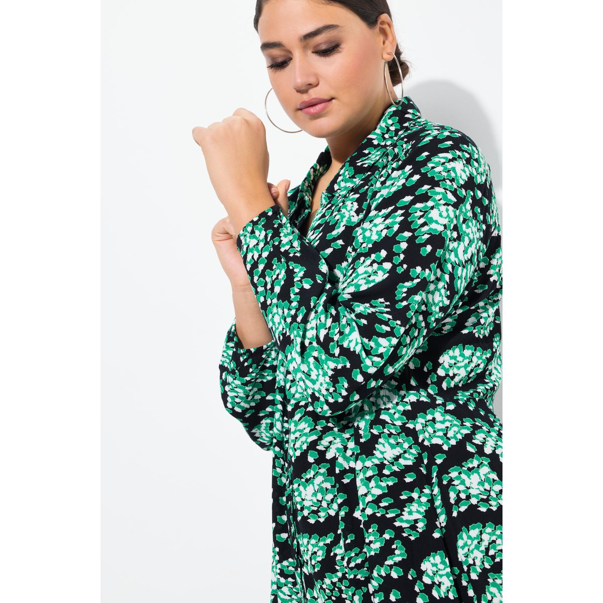 Robe chemisier coupe évasée noir, ULLA POPKEN
