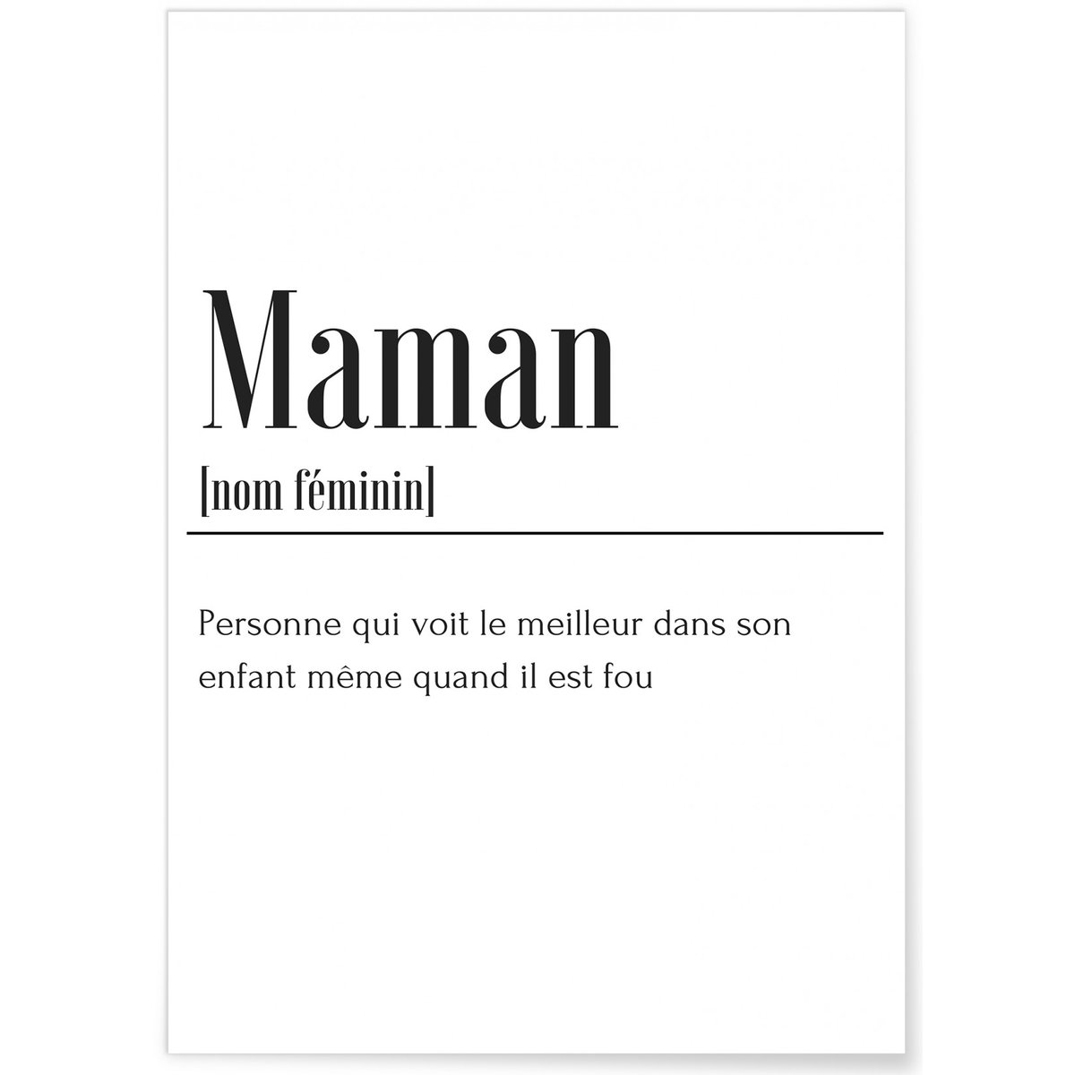 Affiche Définition Maman blanc, L'AFFICHERIE