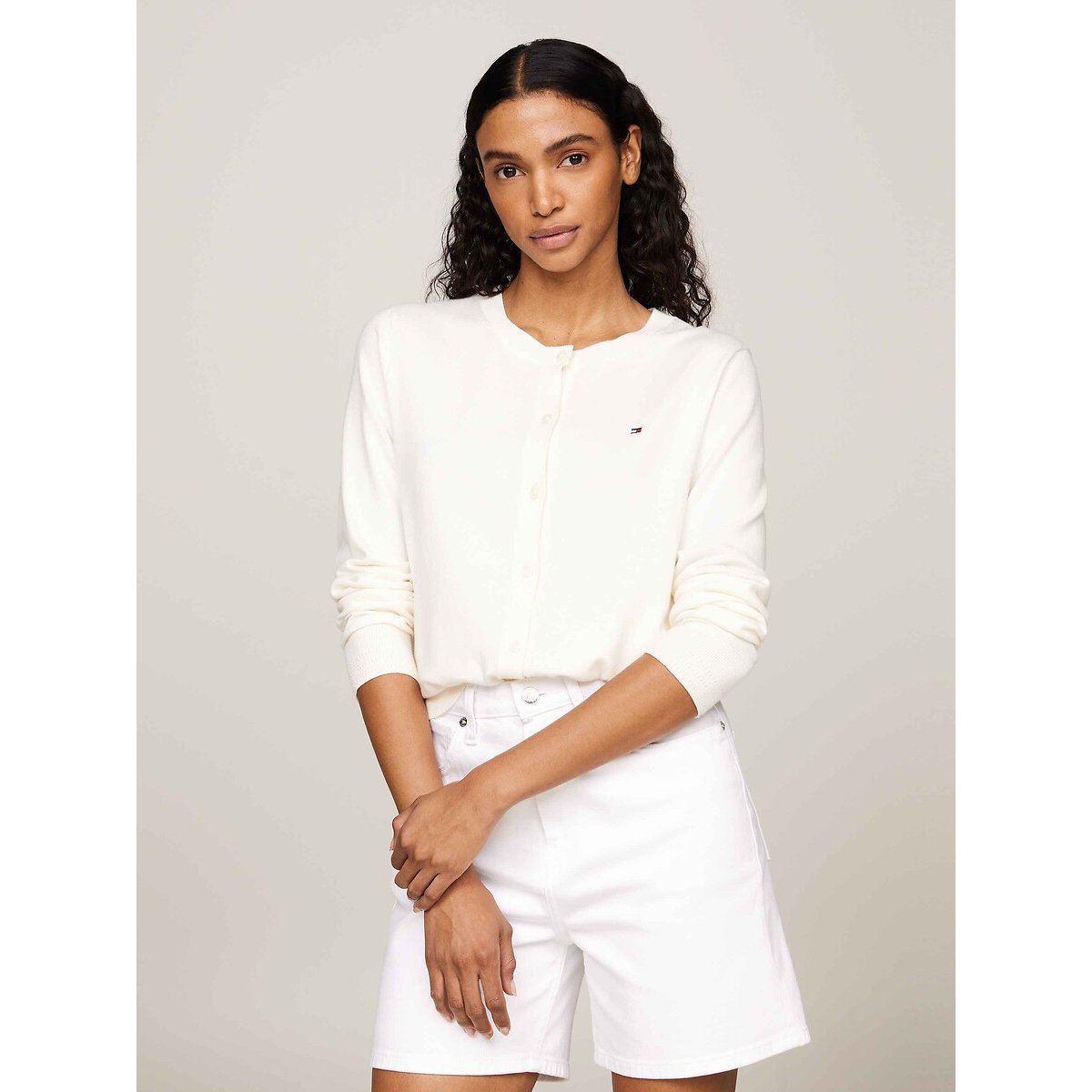 Cardigan col rond  ivoire, TOMMY HILFIGER