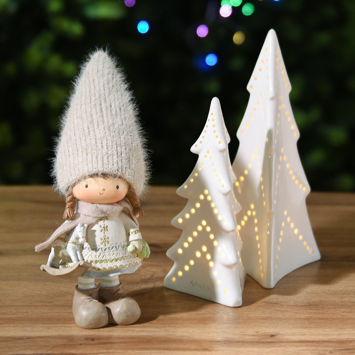 Figurine de noël fillette artificielle H25 PLAY gris, SIA DECO