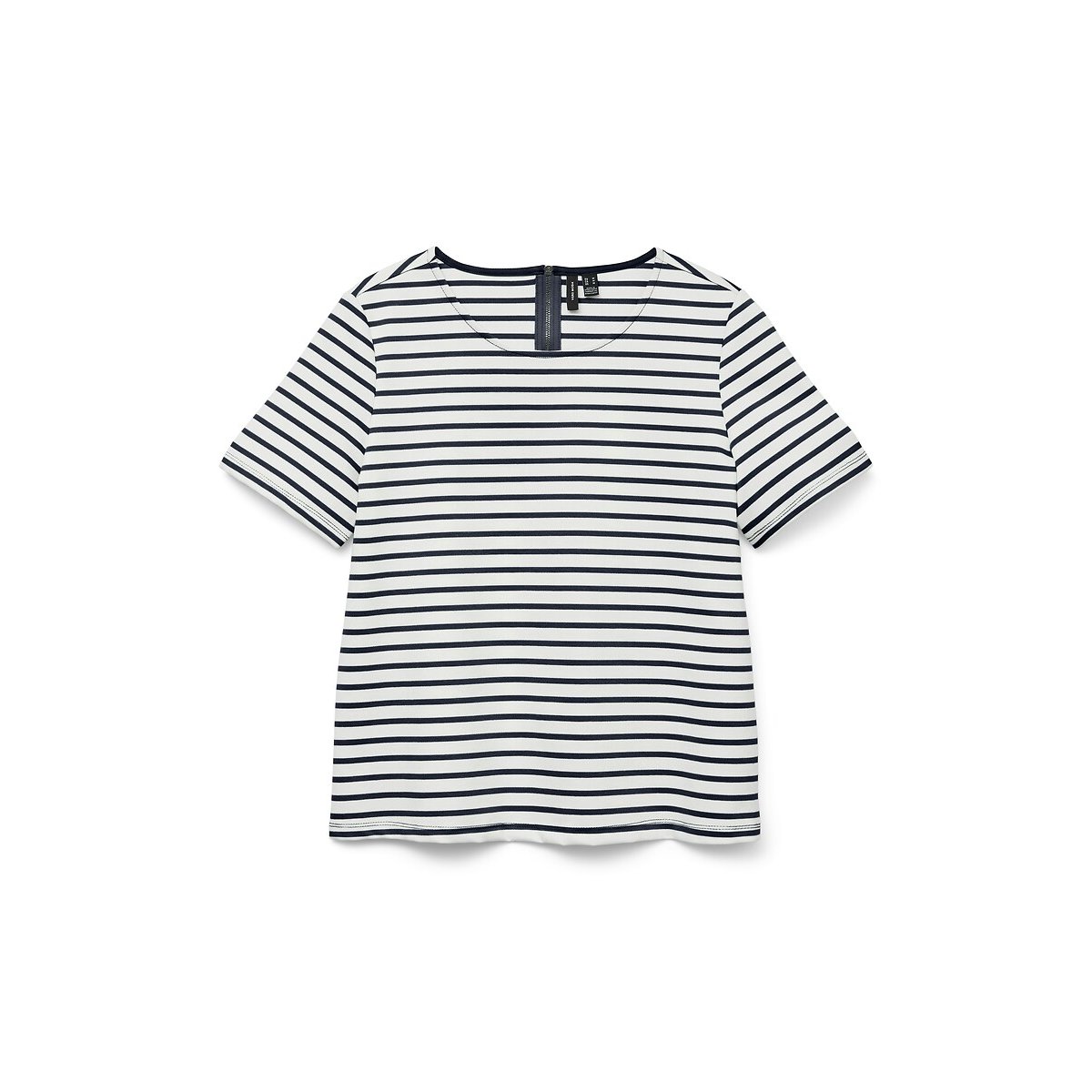 Gestreept T-shirt, ronde hals wit/marine, VERO MODA