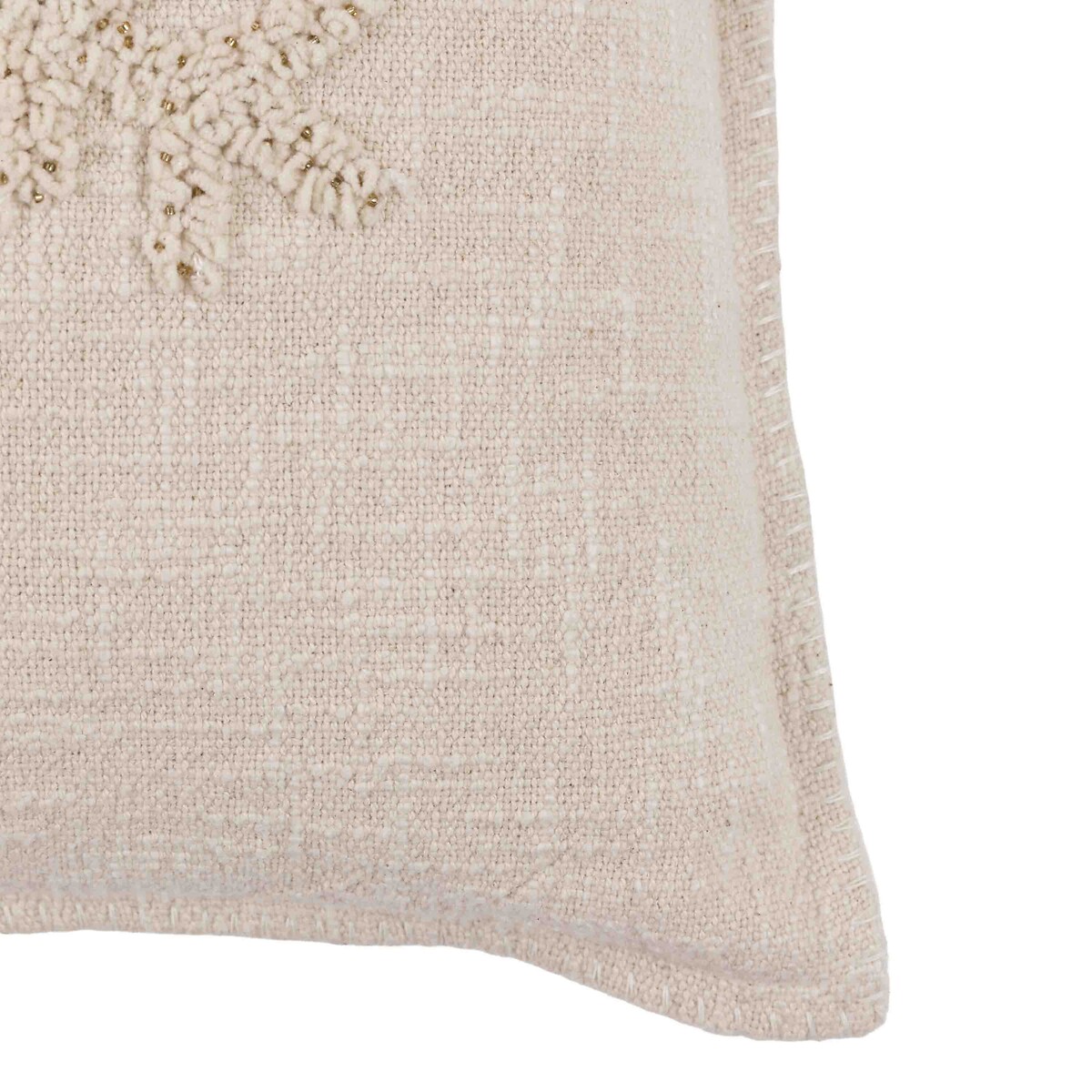 Eco Plush Embroidered Snowflake Cushion cream, ÉDITÉ