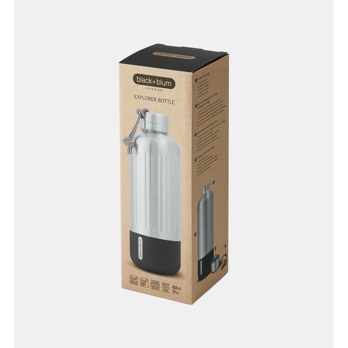 Gourde isotherme acier et noir, BLACK + BLUM
