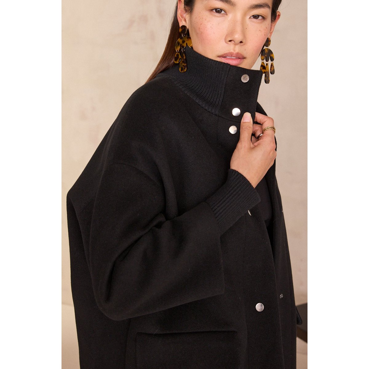 Manteau mi-long MAGDA noir, Maison 123