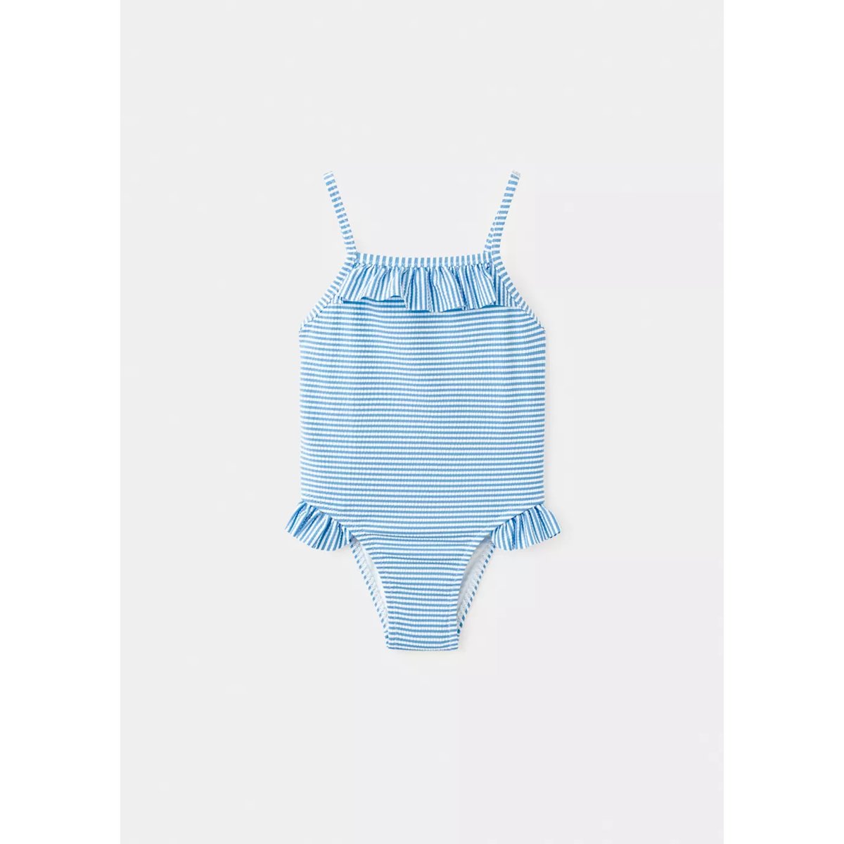 Maillot de bain à rayures et volants bleu, MANGO BABY