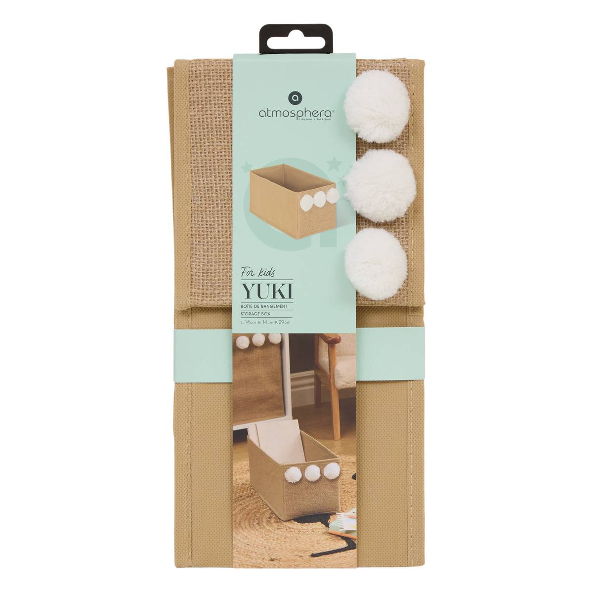 Boîte de rangement pliable pour enfant YUKI beige, ATMOSPHERA FOR KIDS