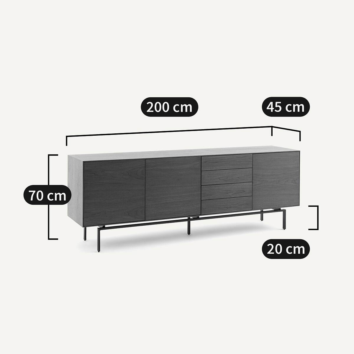 Credenza con impiallacciatura in noce, Oreko noce, AM.PM