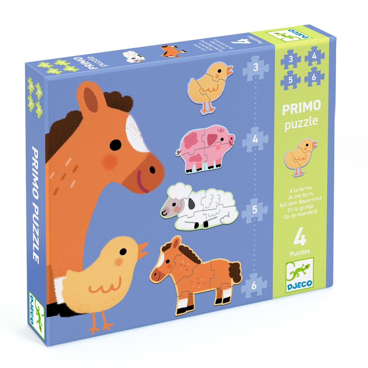 Puzzles primo - à la ferme 3, 4, 5 et 6 pièces à la ferme, DJECO