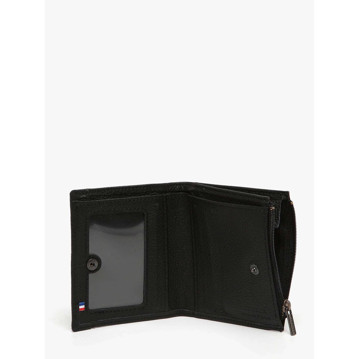 Porte-monnaie Madras cuir noir, ETRIER