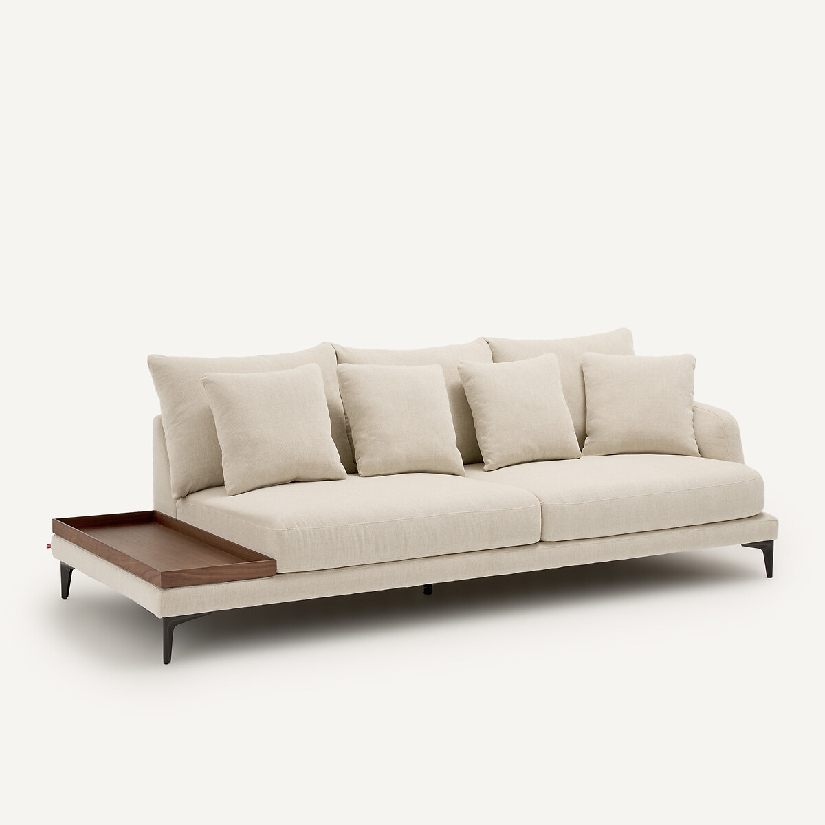 Demi-canapé avec plateau, en polyester natté, MODERNISTE ivoire, EMMANUEL GALLINA X AM.PM