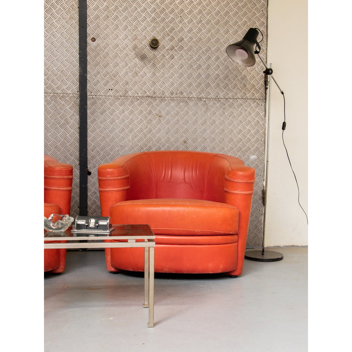 Paire de fauteuils Jakob N°320 - Bon état orange, DEBONGOUT