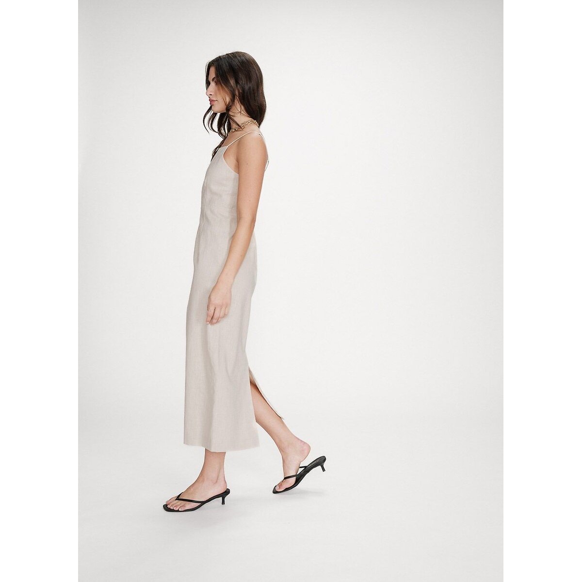 Abito lungo con spalline VERANYS beige, GRACE & MILA