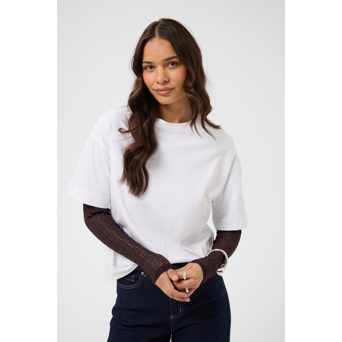 T-shirt à manches longues marron fudge, KAFFE