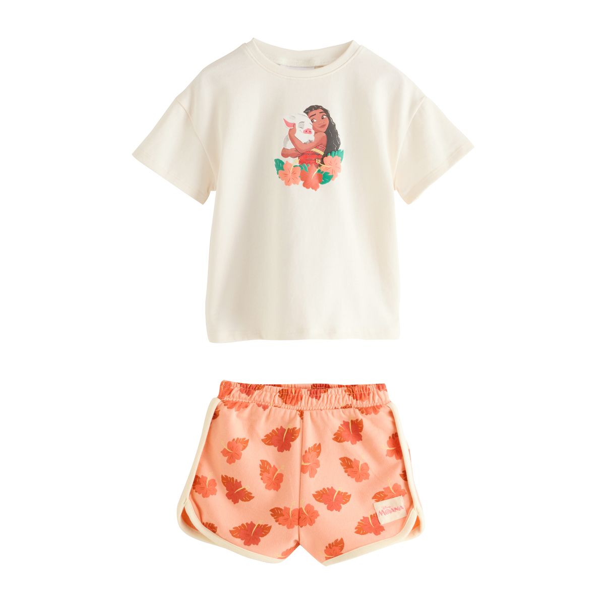 Haut à manches courtes et short disney moana corail/ecru, NEXT