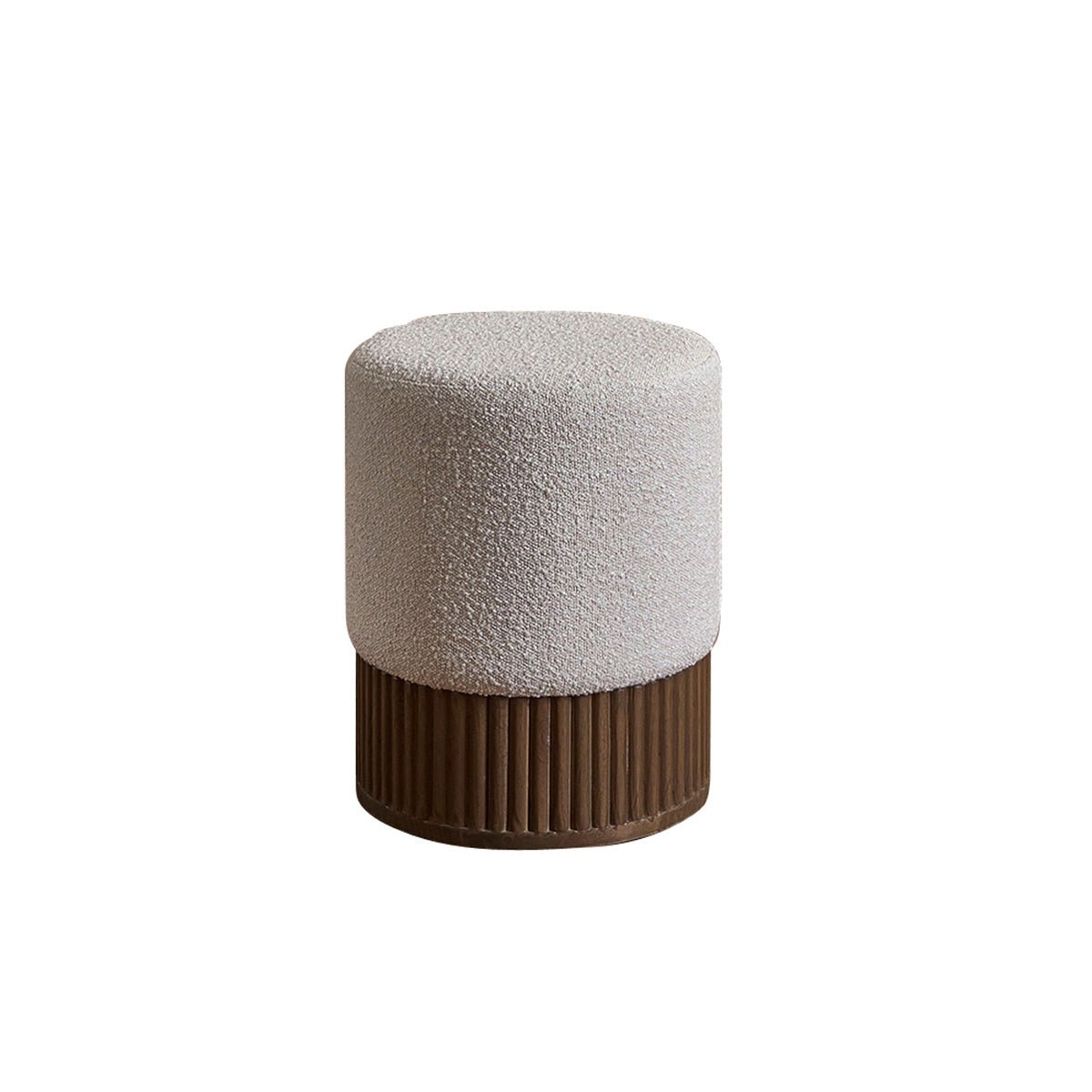 Pouf en bois massif et bouclette  TANE marron, BERAH GETAH