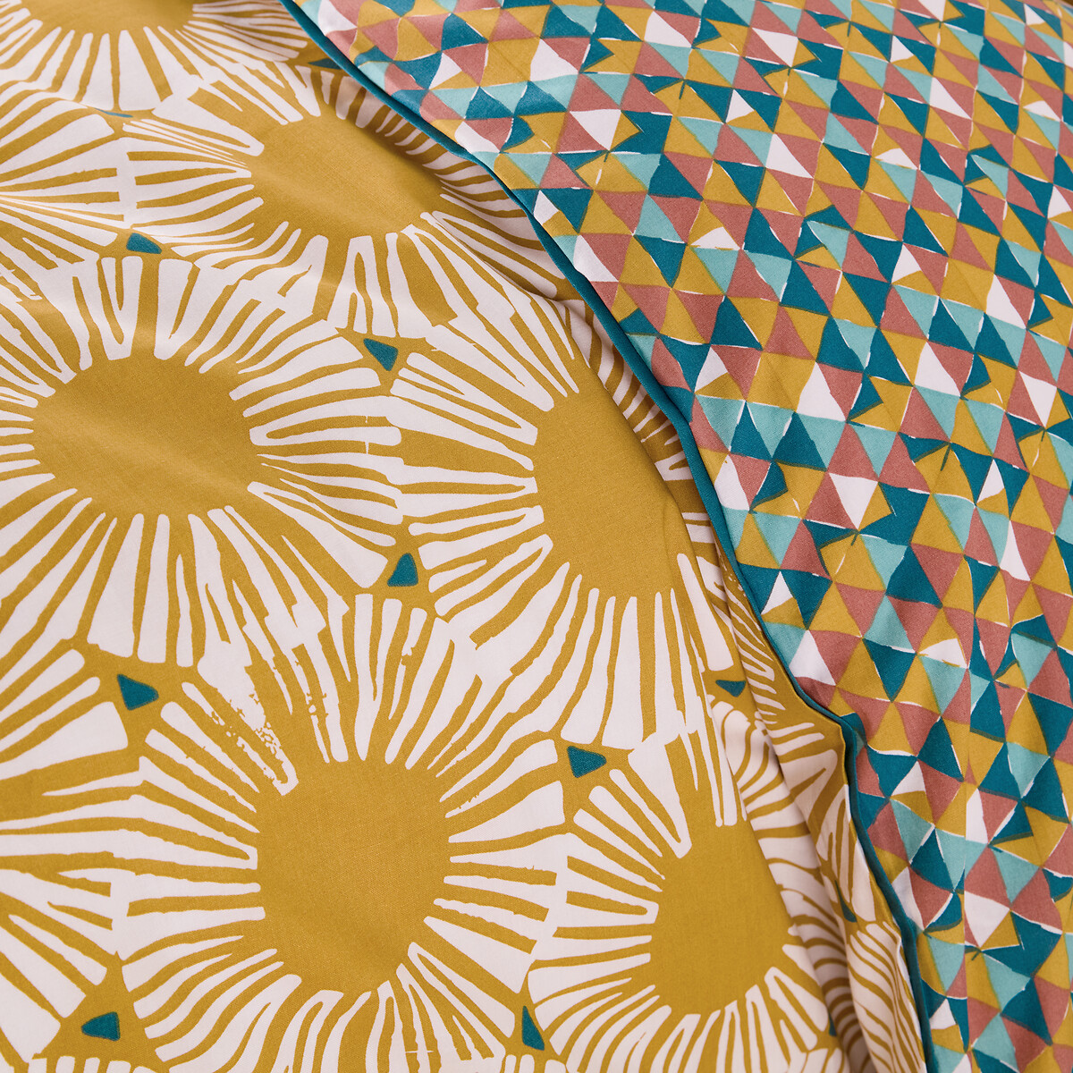 Housse de couette pur coton, Jahia imprimé jaune/bleu, LA REDOUTE INTERIEURS