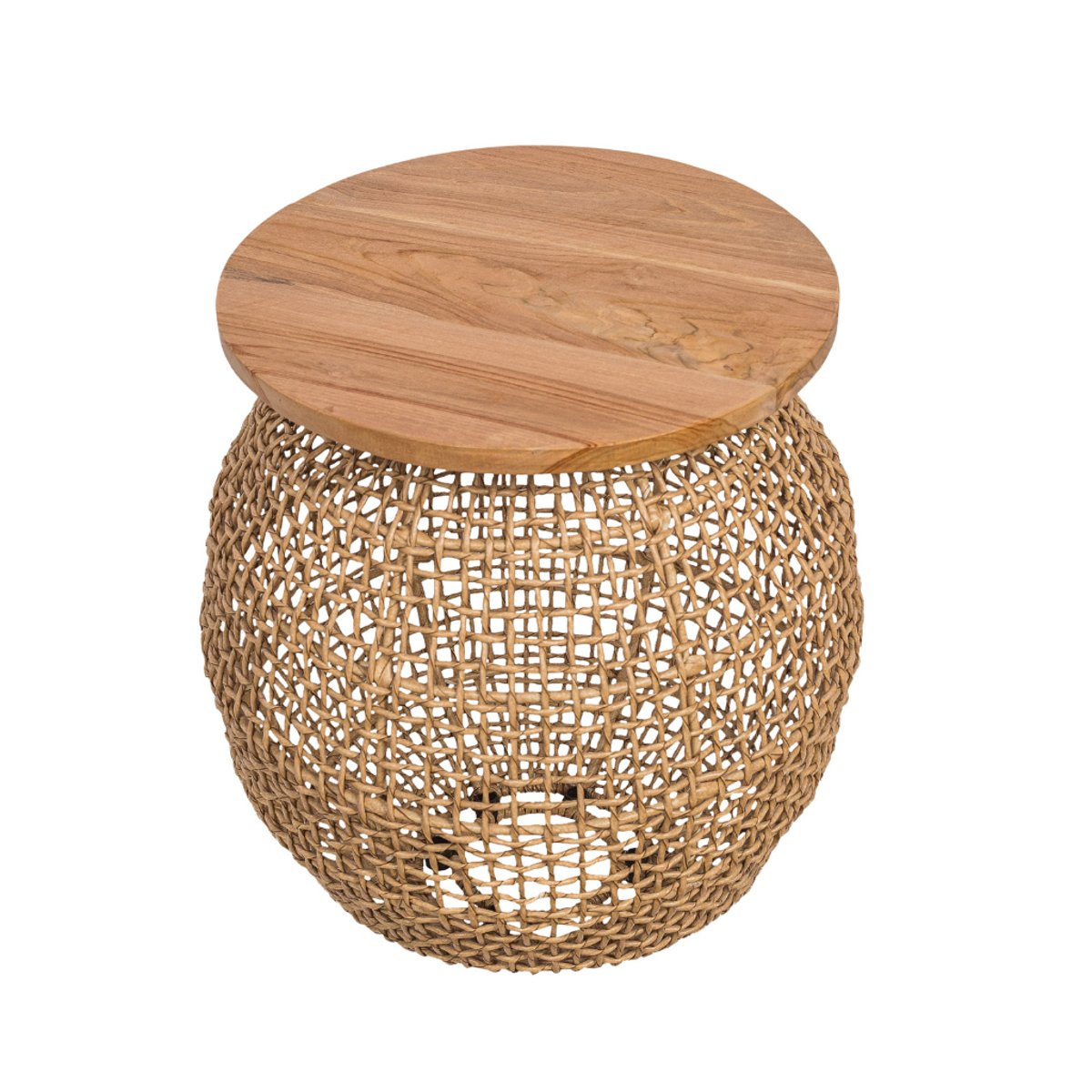 Table en corde et plateau en bois de teck ANNIE naturel, HYDILE