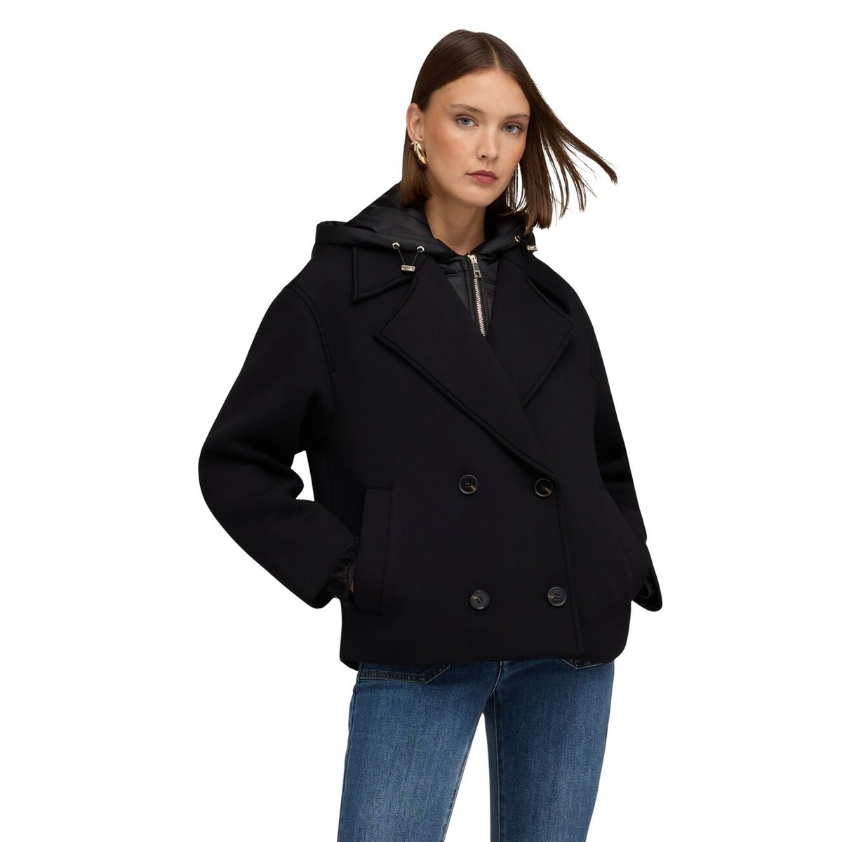 Manteau caban avec plastron intérieur noir, MOTIVI