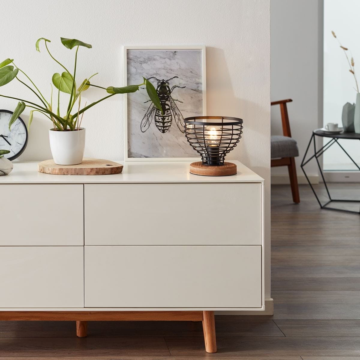 Lampe AVIA noir-bois, BRILLIANT