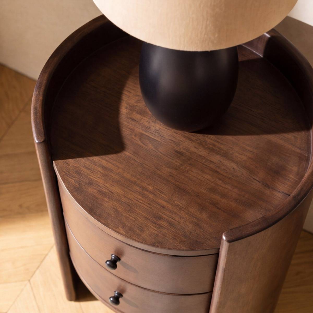 Table de chevet à tiroirs en bois de manguier MAORA bois foncé, MADE IN MEUBLES