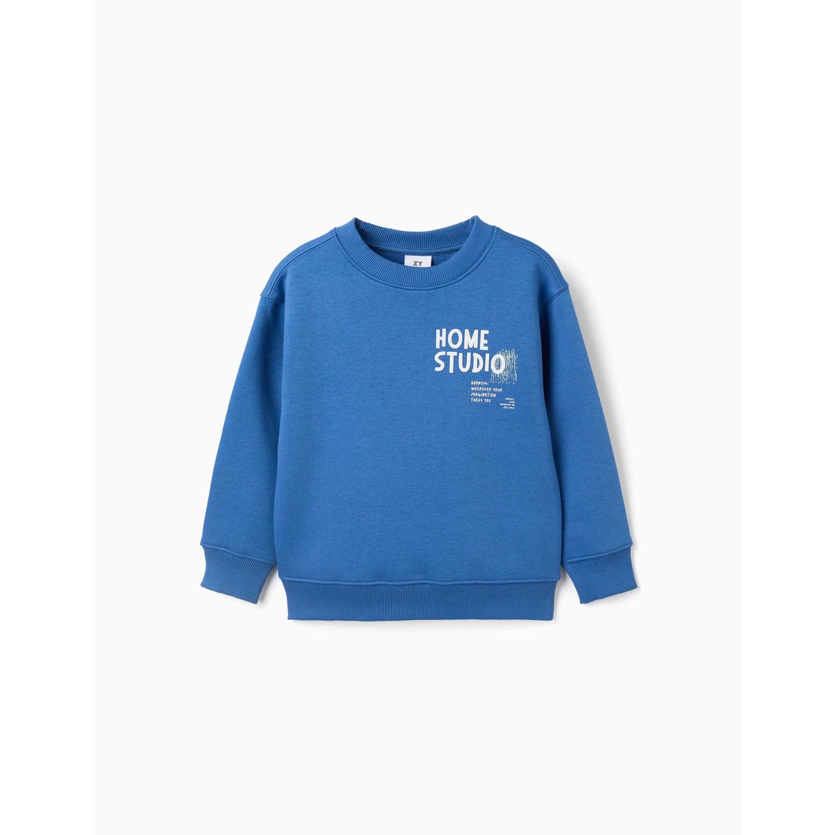 Sweat en coton peigné avec imprimé Make Again bleu, ZIPPY