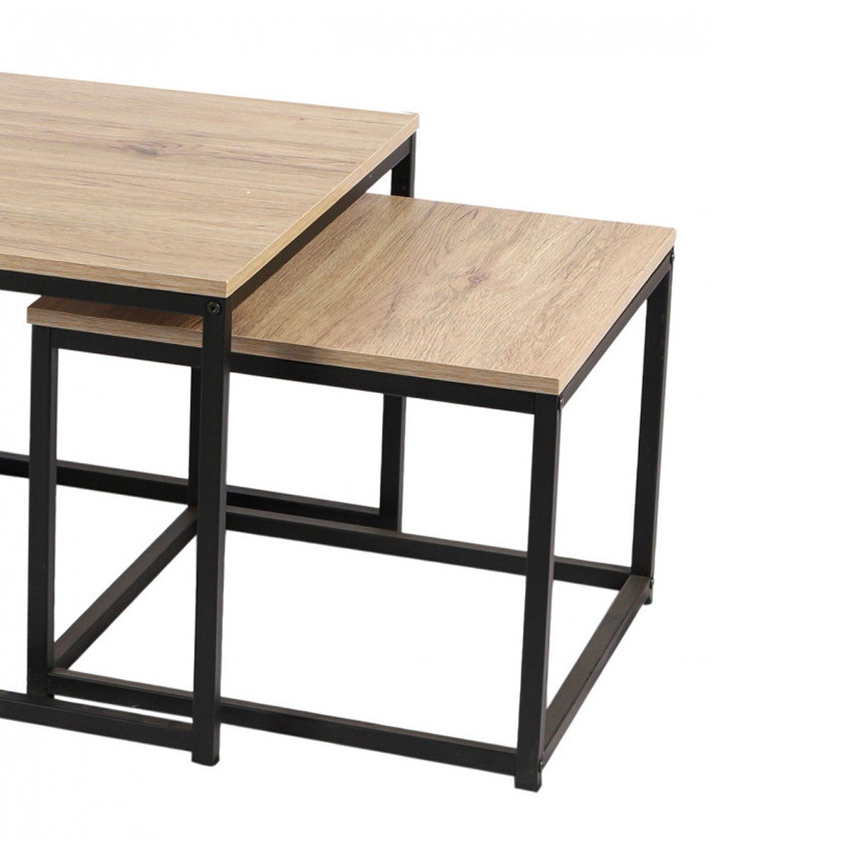 Set de 3 Tables Basses Gigognes Bois MDF et Métal Noir noir, WADIGA