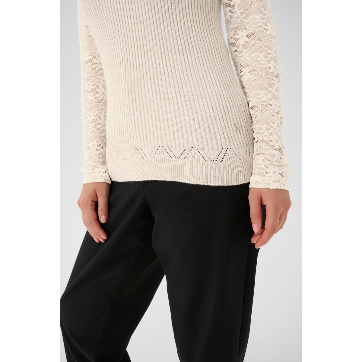Blouse sans manches beige oat melange, CREAM