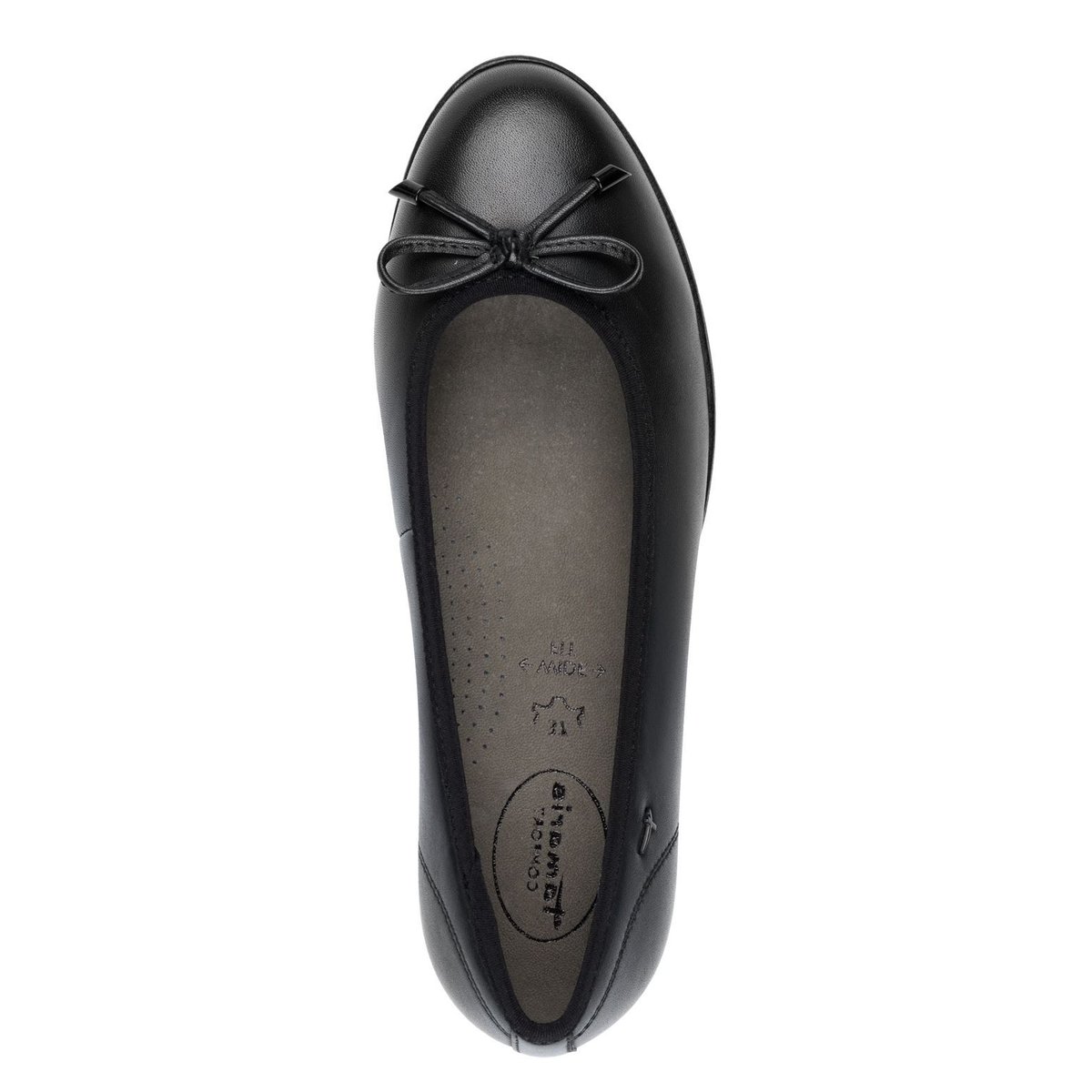 Ballerine en cuir noir, TAMARIS