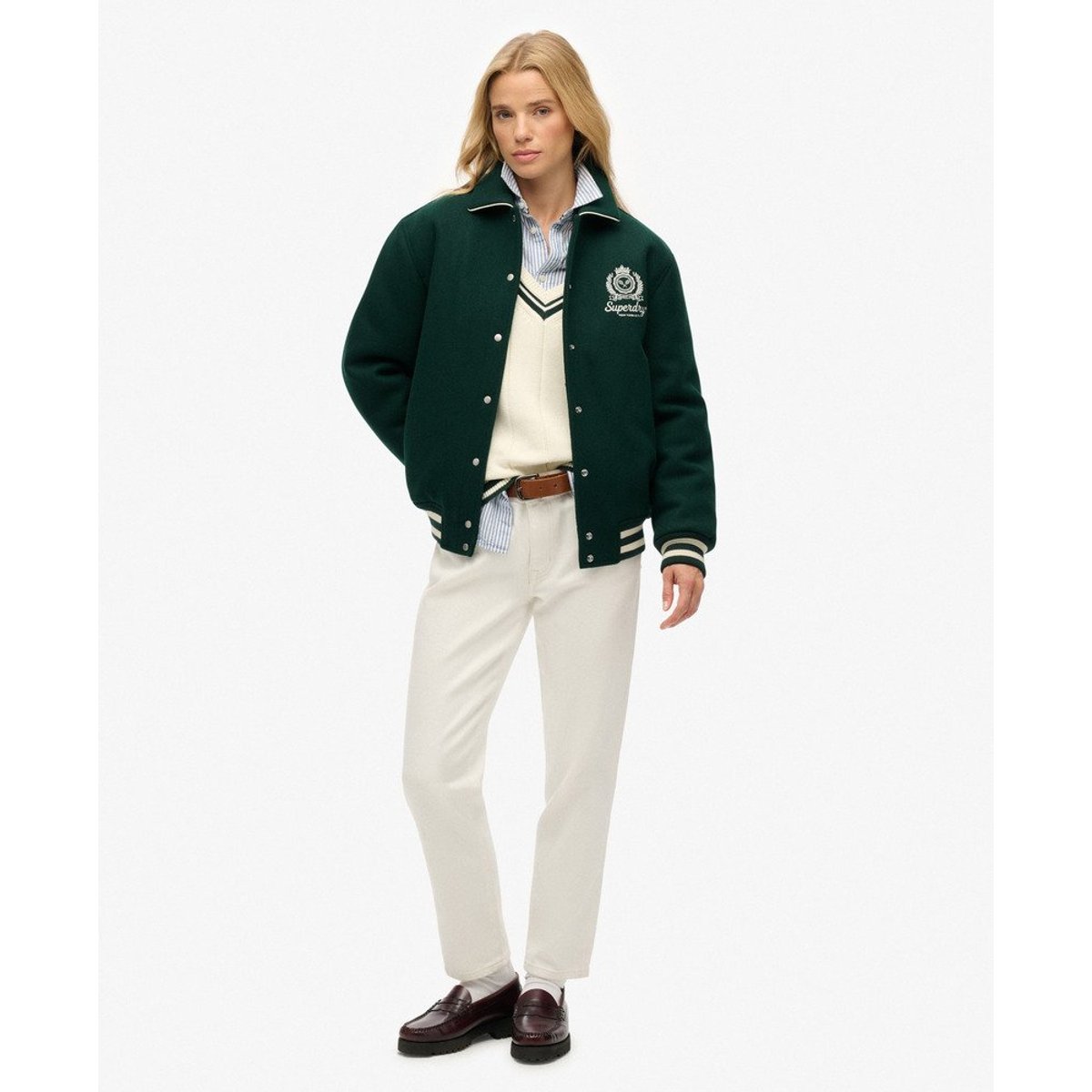 Bomber Country Club en Mélange de Laine vert émail, SUPERDRY