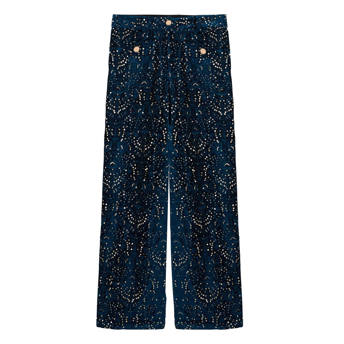 Pantalon velours et perles ELWEN bleu, WILD