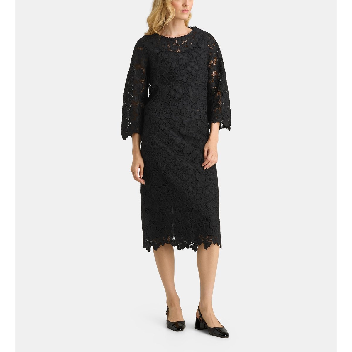 Jupe midi felice guipure noir, GALERIES LAFAYETTE