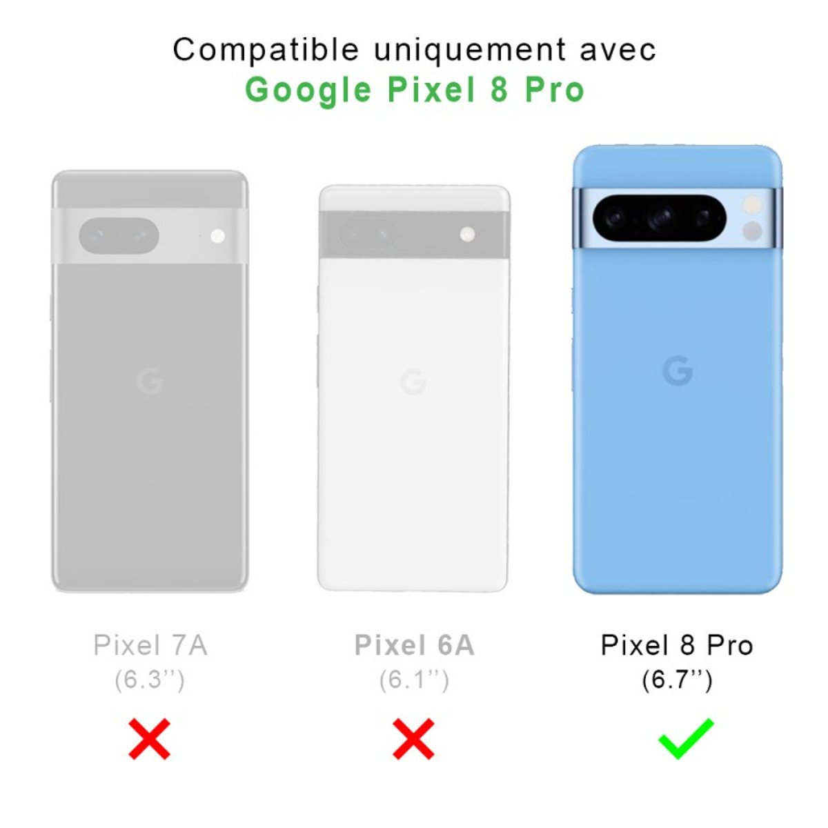 Coque Pixel 8 Pro antichoc + 2 vitres noir, EVETANE