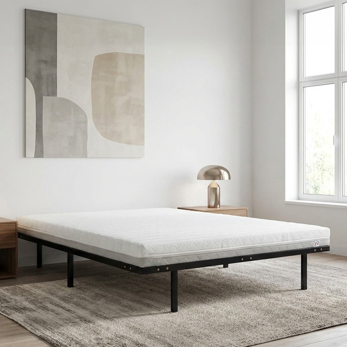 Ensemble Matelas Mousse VENUS avec Cadre à lattes blanc, OLYMPE LITERIE
