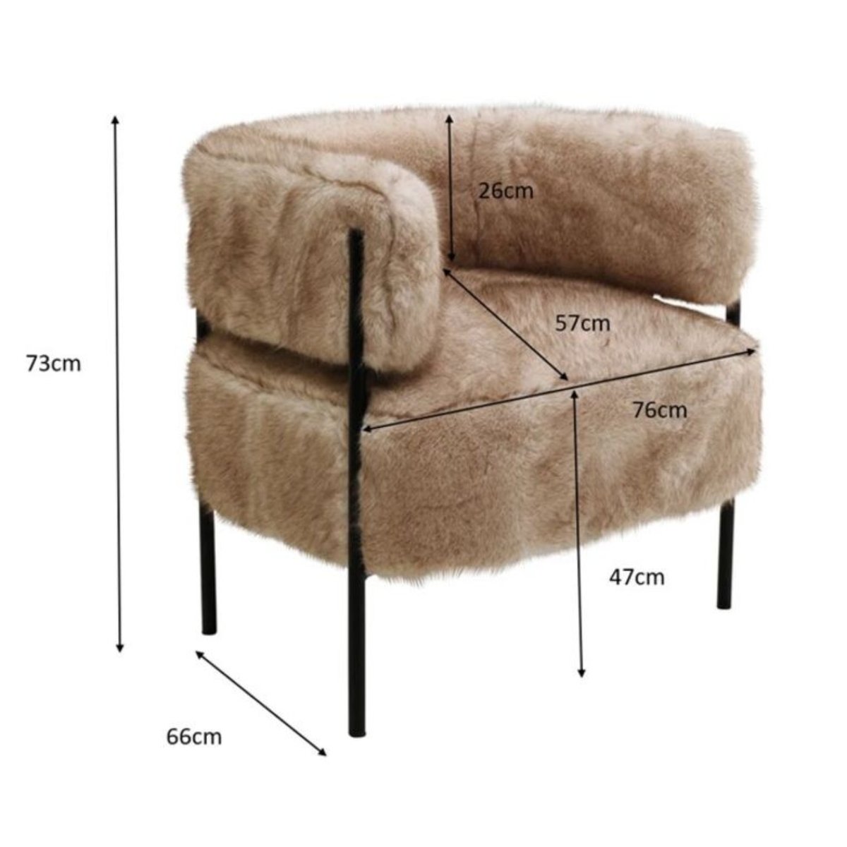 Fauteuil en polyester poils longs, LILJA beige, KARE DESIGN