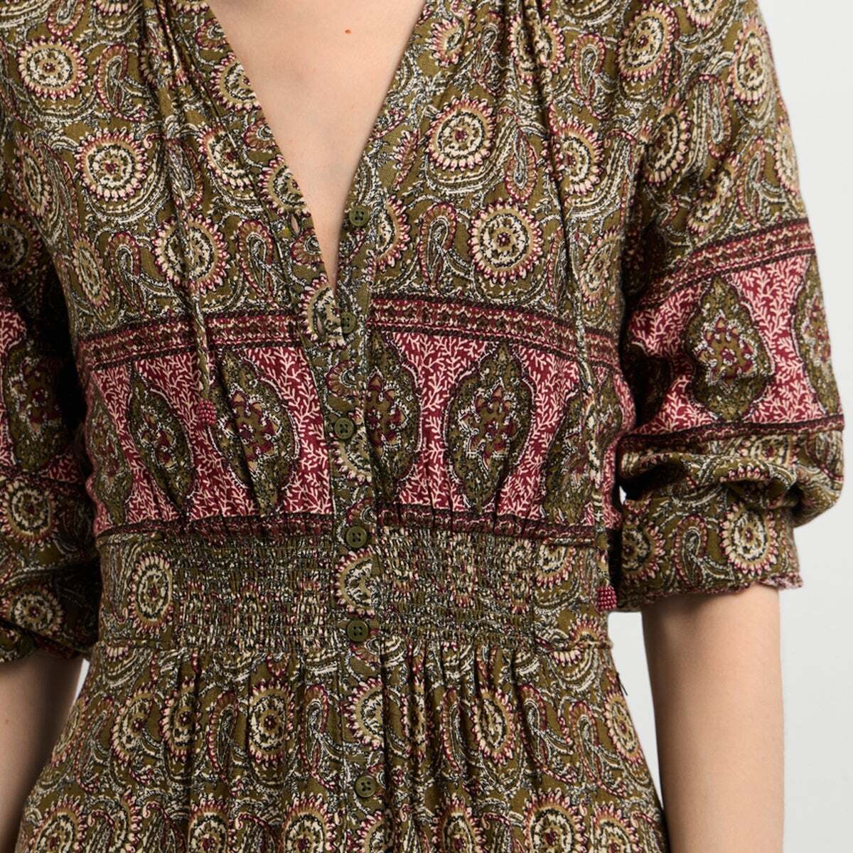 Robe Midi À Imprimé Ornemental vert kaki, PEPE JEANS