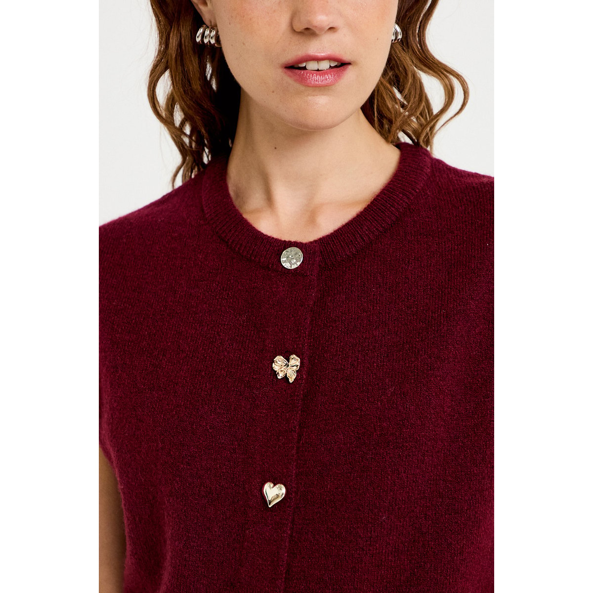 Gilet ample sans manches bordeaux, CACHE CACHE