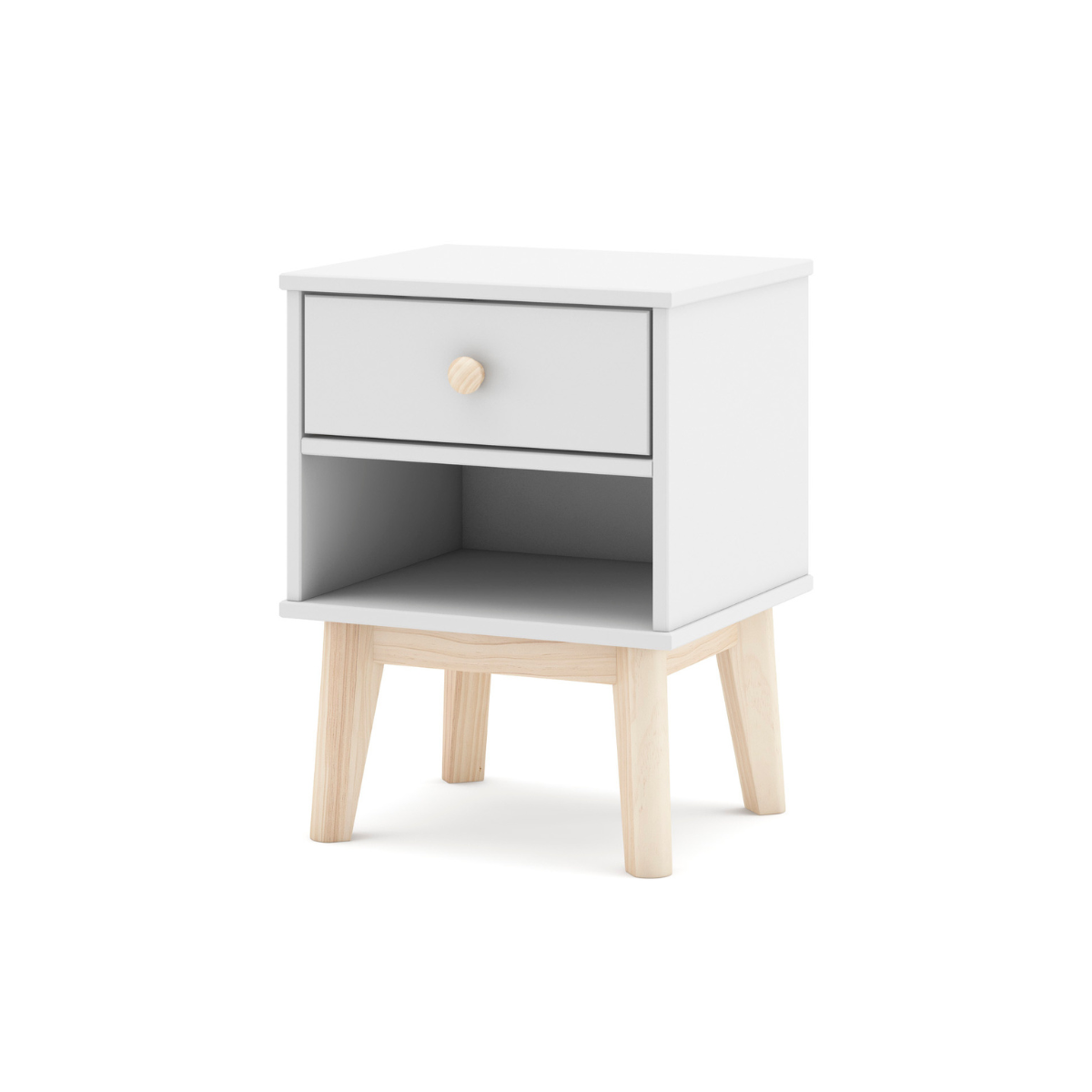 Table de chevet 1 tiroir et 1 niche - SIMON blanc, CALICOSY