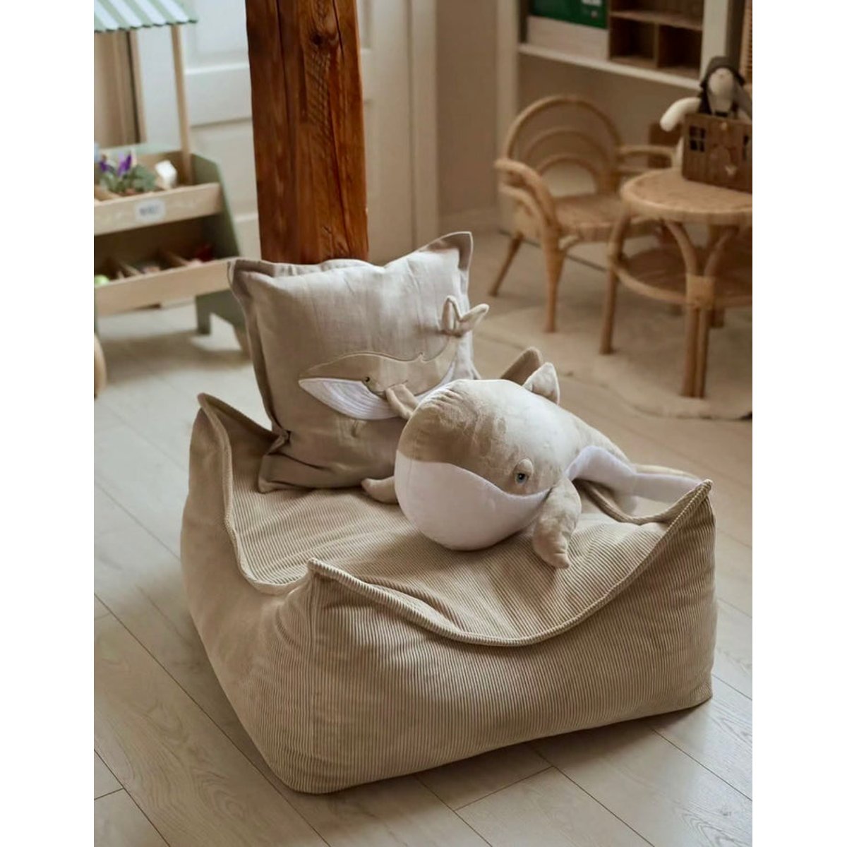 Coussin carré en velours côtelé SLIMCORD brique, MEOW BABY