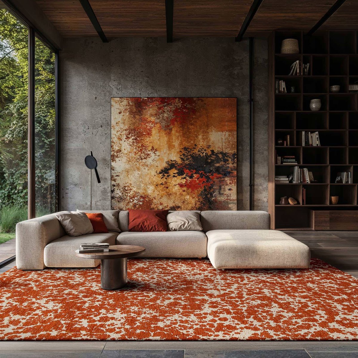 Tapis intérieur extérieur, CLOUD rouge brique moucheté beige, RECOLLECTION